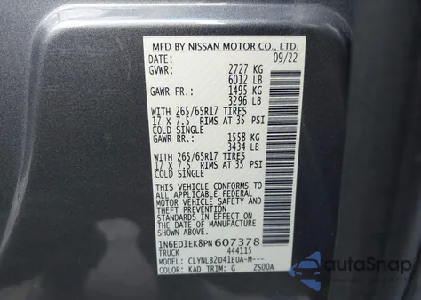 2023 Nissan Frontier Sv 4X4 from USA, damaged, VIN 1N6ED1EK8PN607378